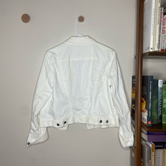 White Jean Jacket with Polka Dot Cuff Details - Size M - Picture 3 of 7